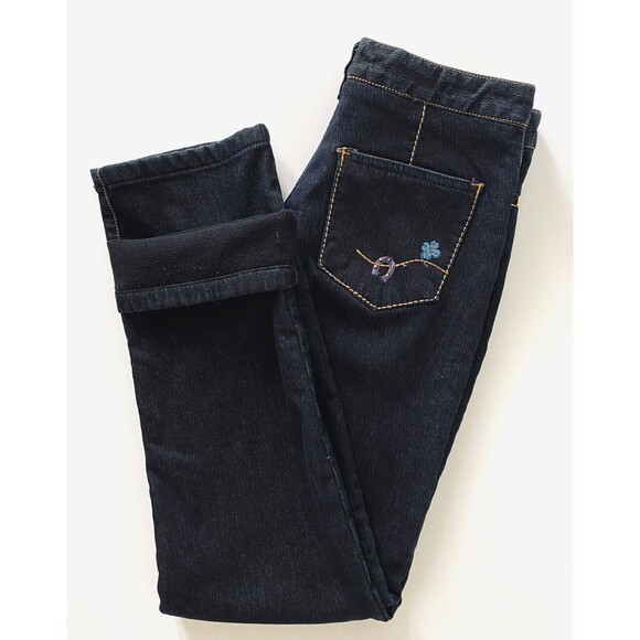Women's Flecce Jeans High Rise Embroidered Size 30 Made in Korea - Picture 13 of 13